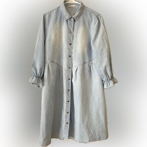 Given Kale Blue Chambray Shirt Dress Size Large button down